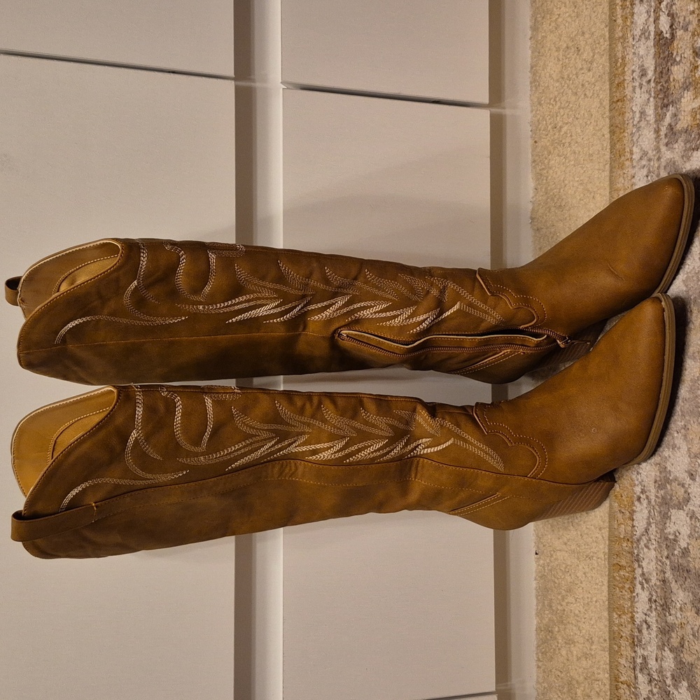 Brown Western Knee-High Boots